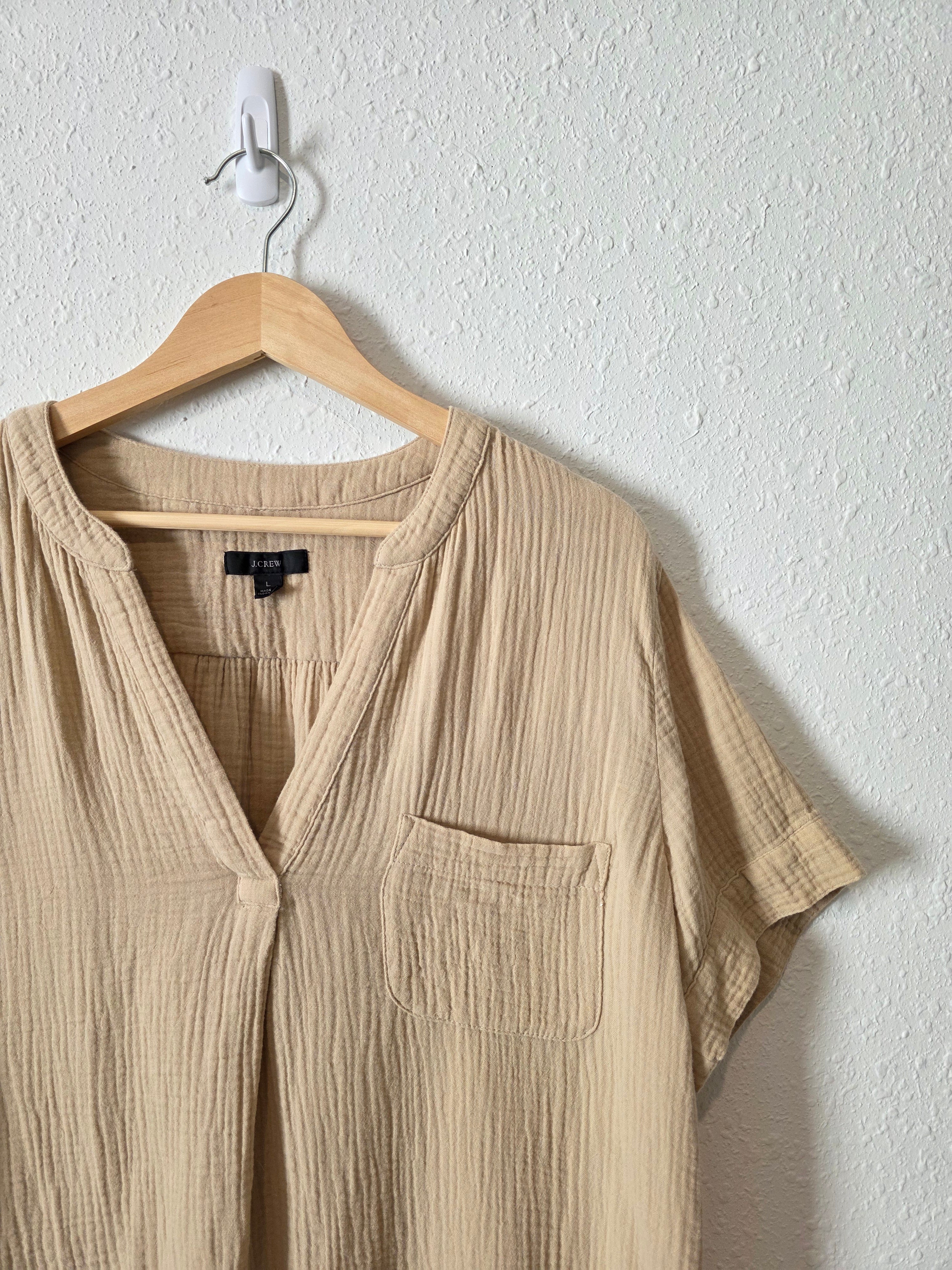J.Crew Cotton Gauze V Neck Top (L)