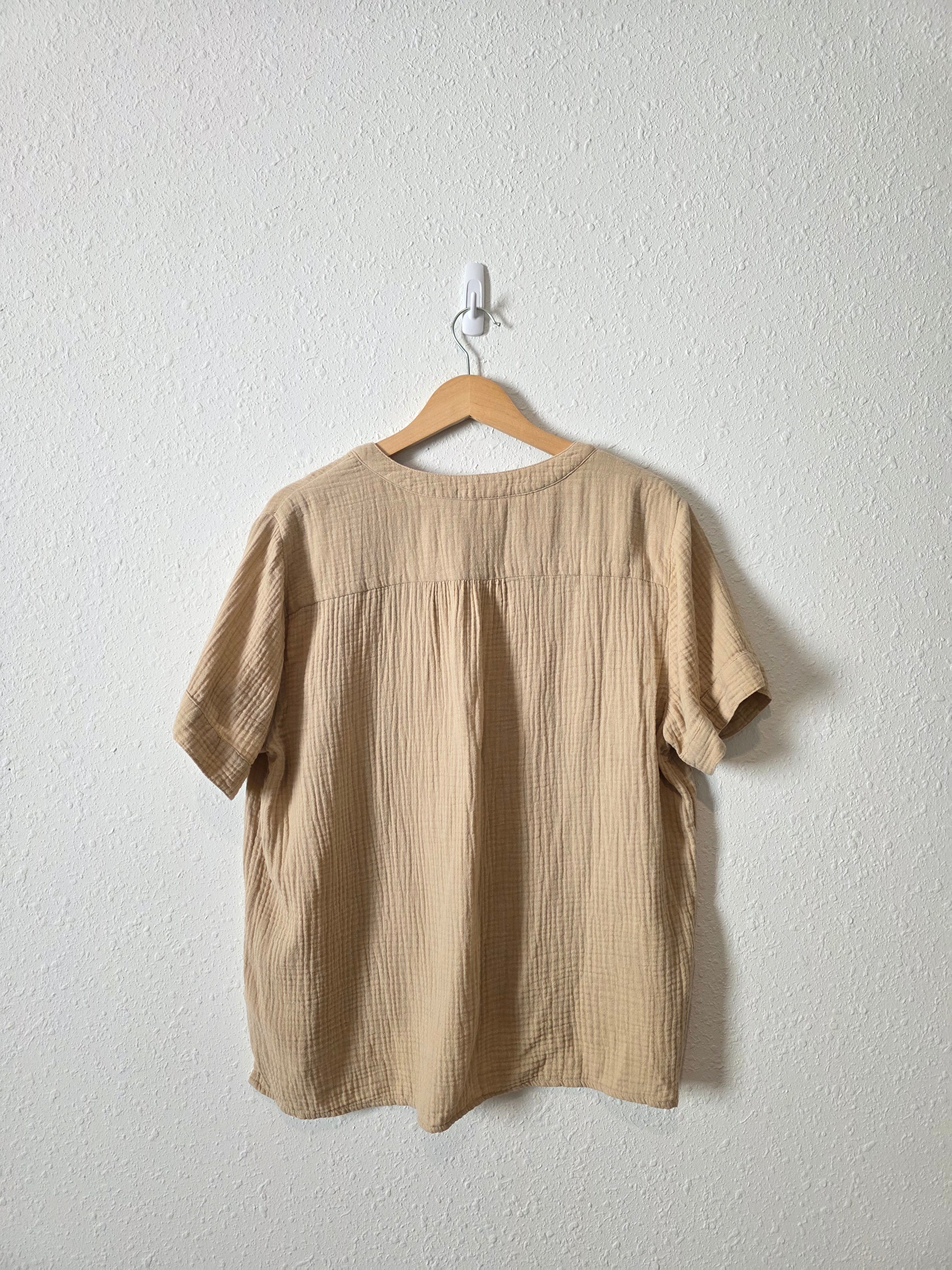 J.Crew Cotton Gauze V Neck Top (L)
