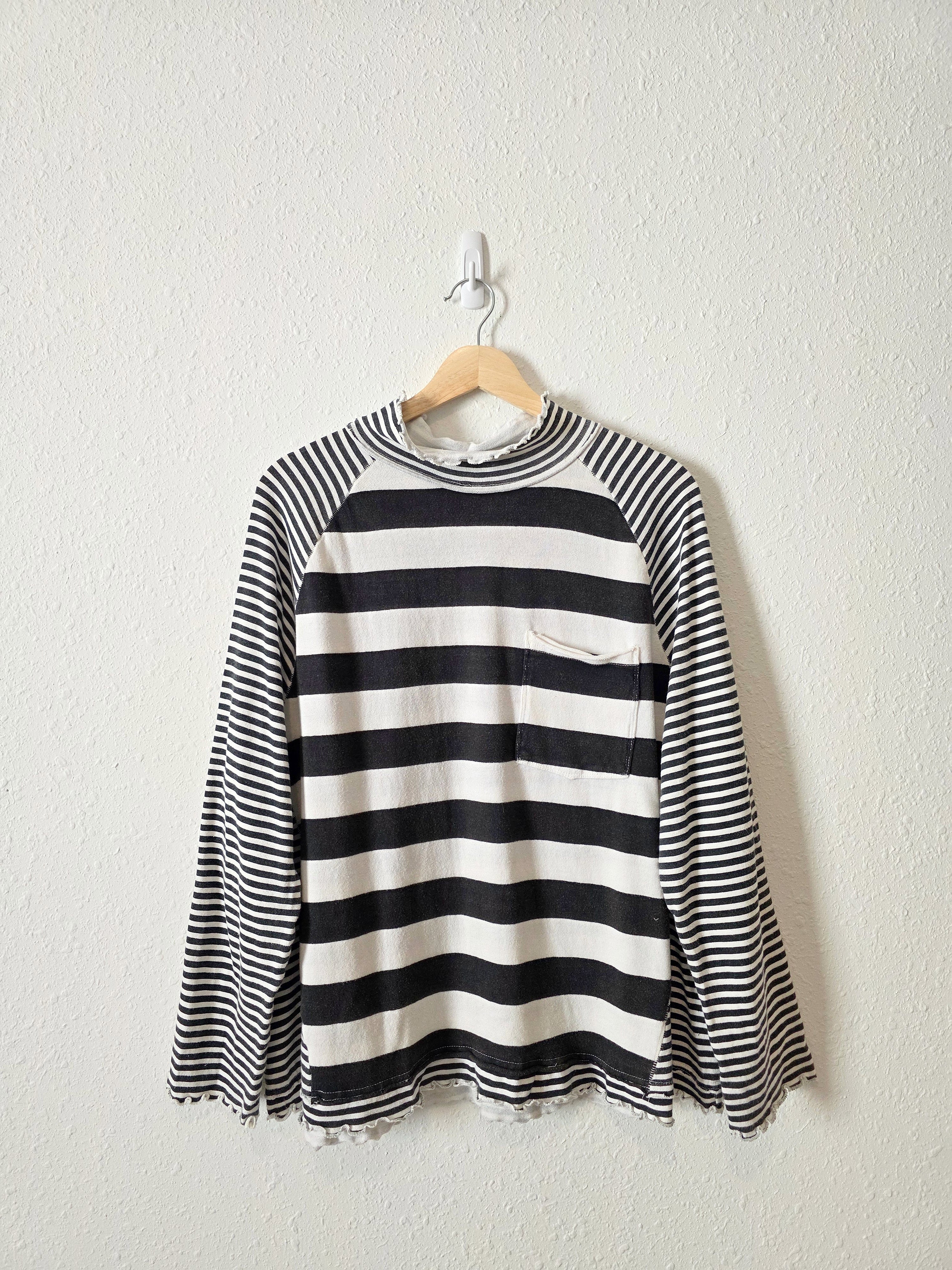 Free People Striped Mockneck Tee (L)