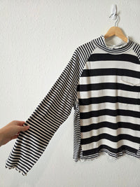 Free People Striped Mockneck Tee (L)