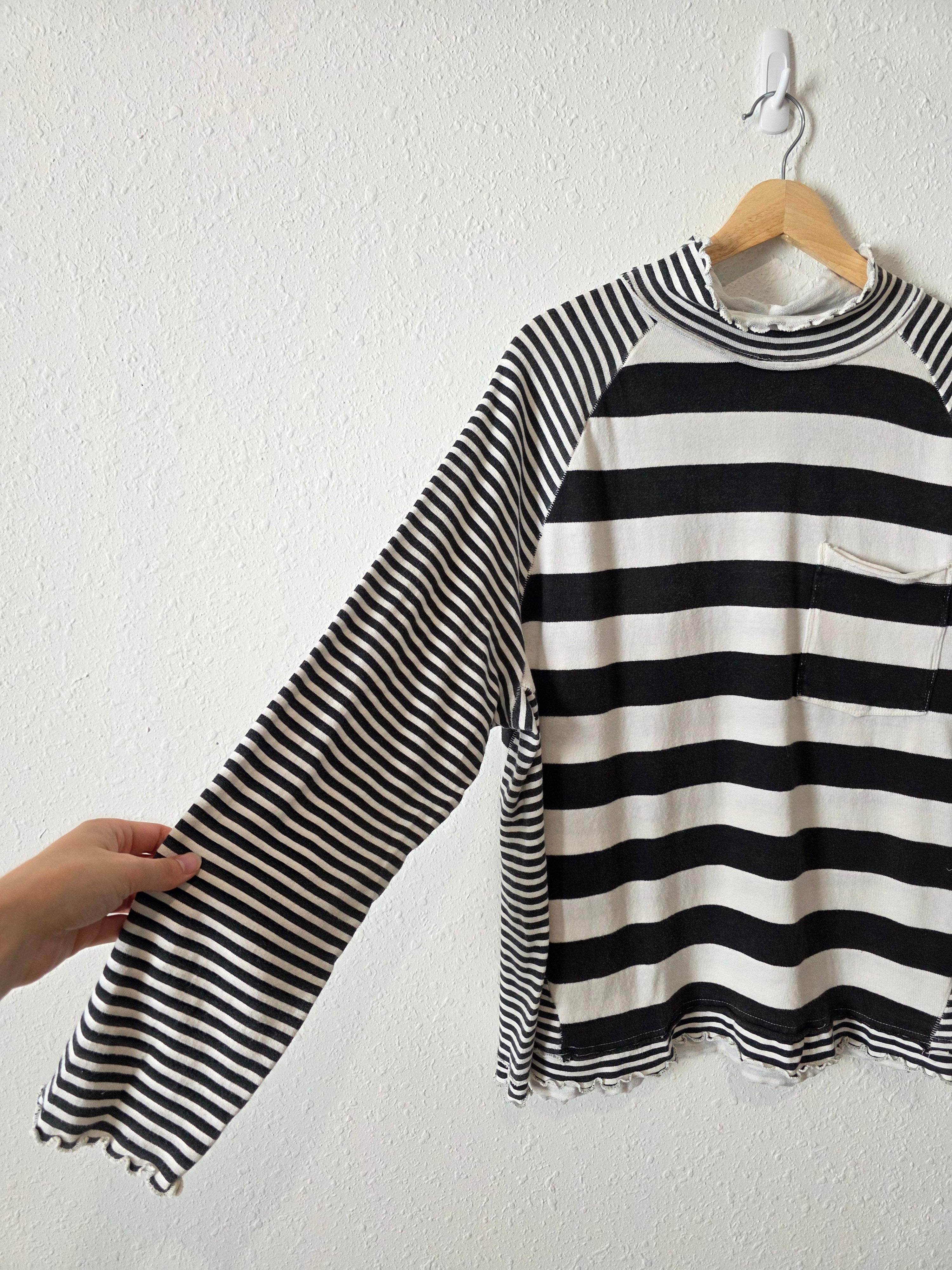 Free People Striped Mockneck Tee (L)