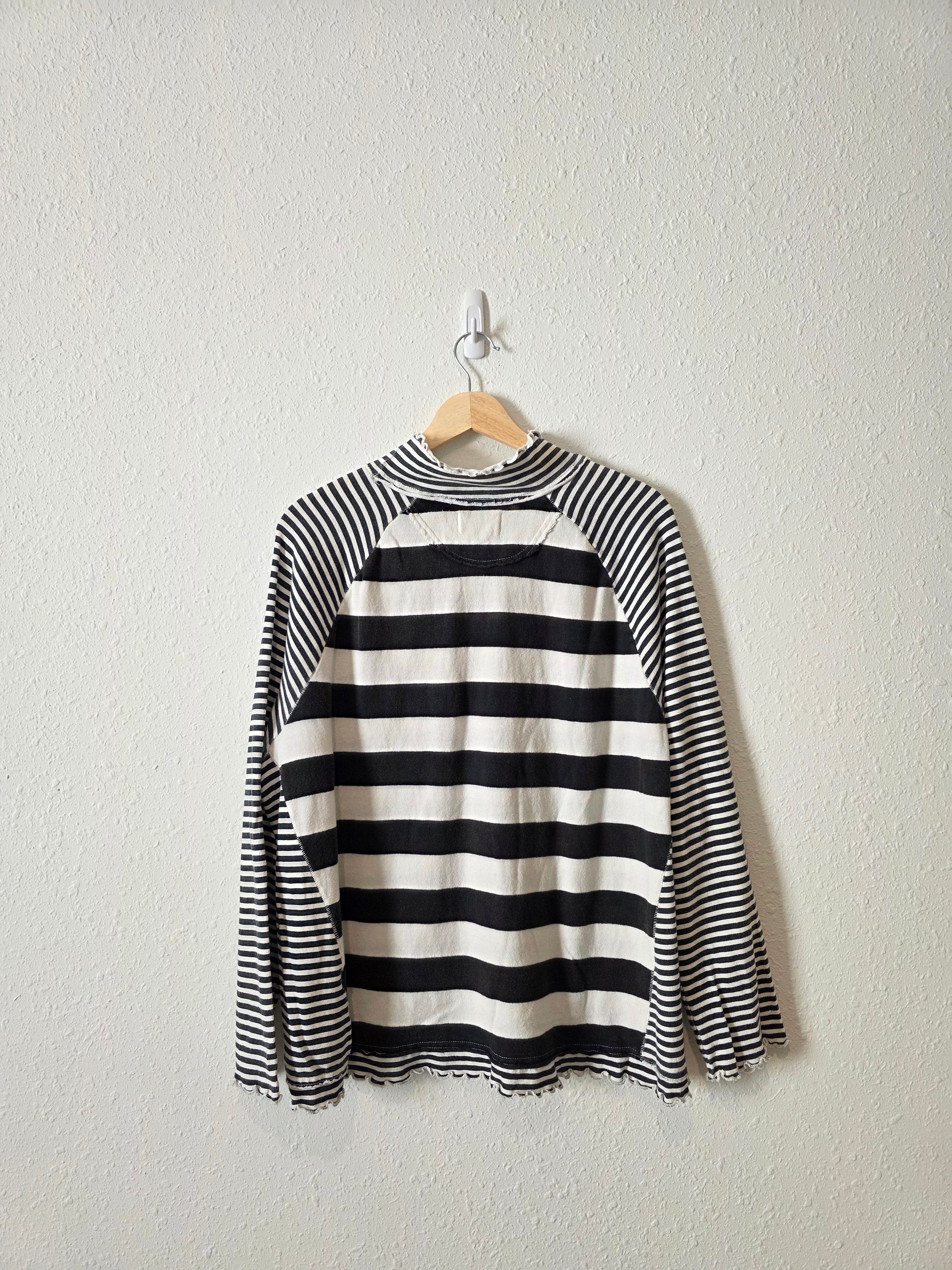 Free People Striped Mockneck Tee (L)