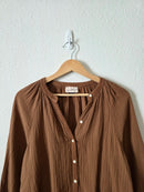 Brown Cotton Gauze Relaxed Top (S)