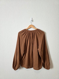Brown Cotton Gauze Relaxed Top (S)