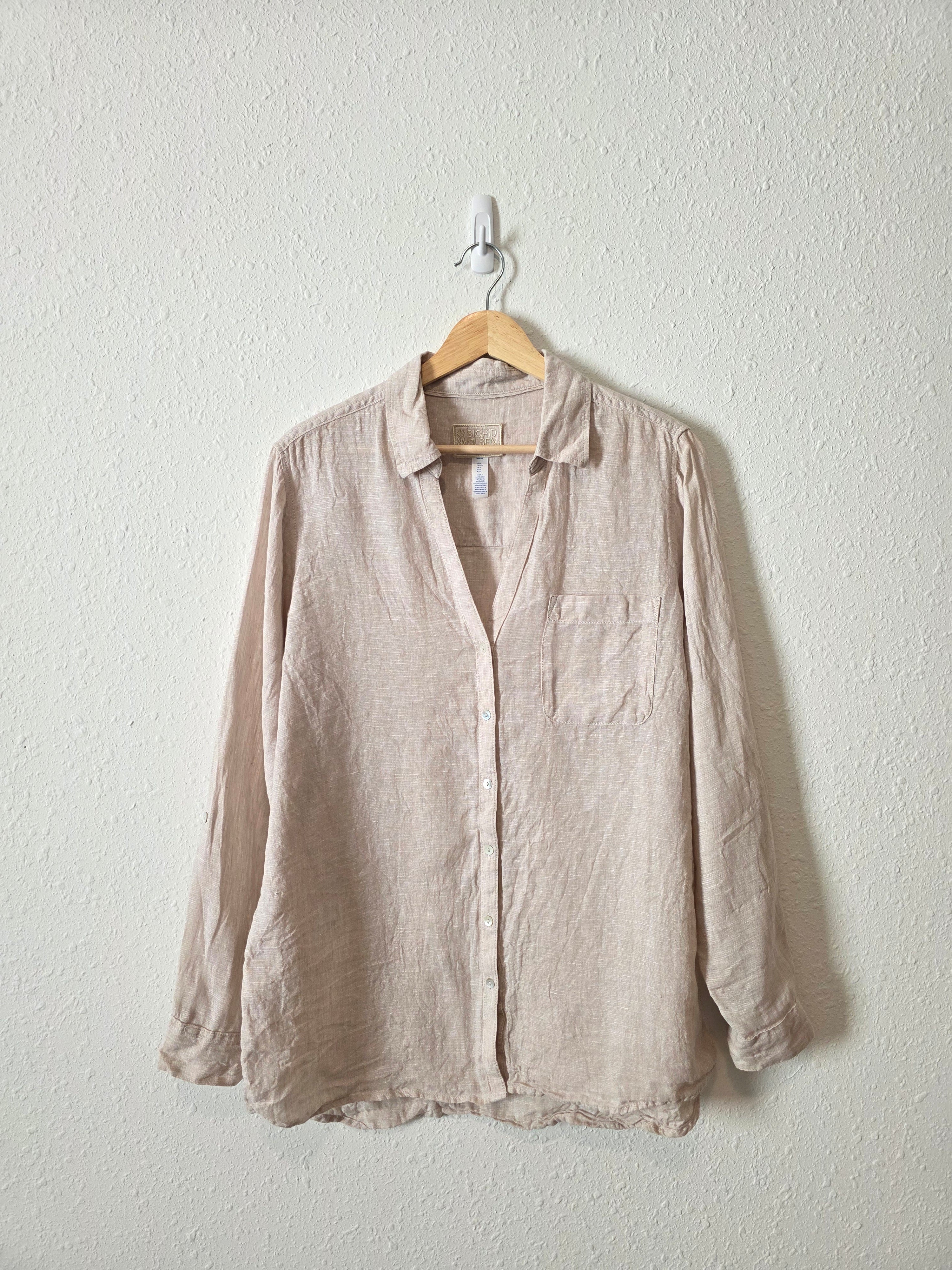 Neutral Linen Button Up Shirt (M)