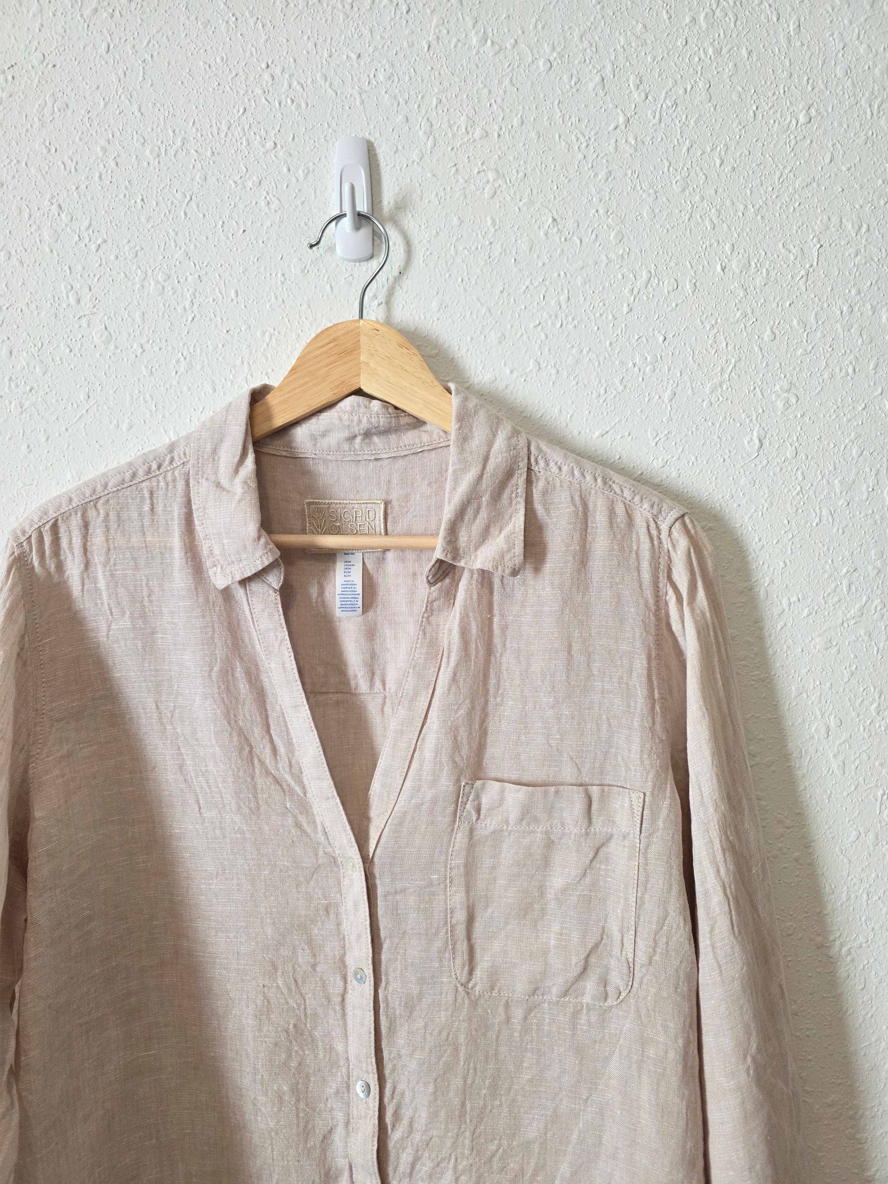 Neutral Linen Button Up Shirt (M)