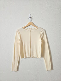 Aerie Cream Ribbed Top (S)
