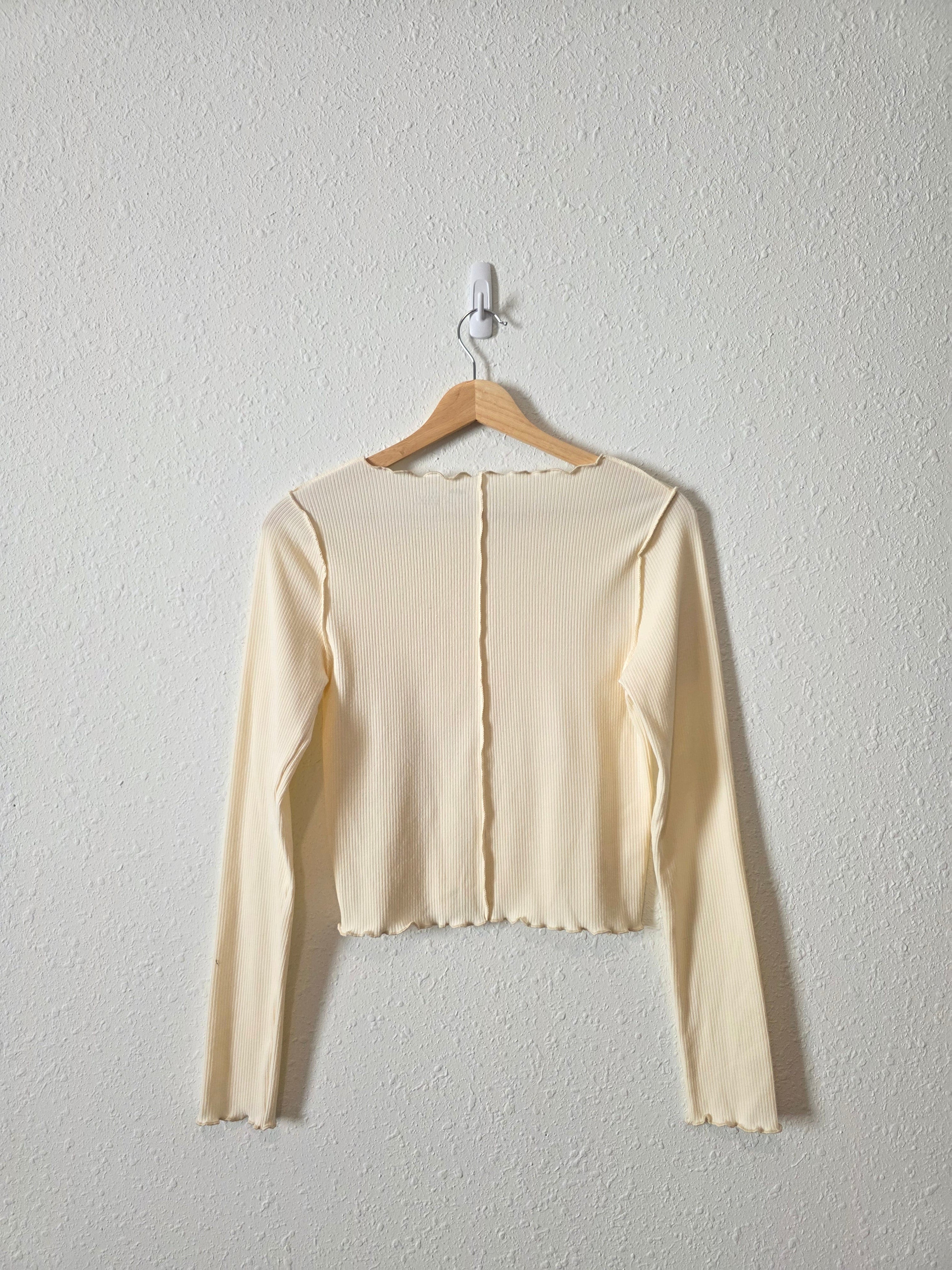 Aerie Cream Ribbed Top (S)