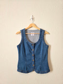 Button Front Denim Vest (XS)