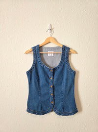 Button Front Denim Vest (XS)