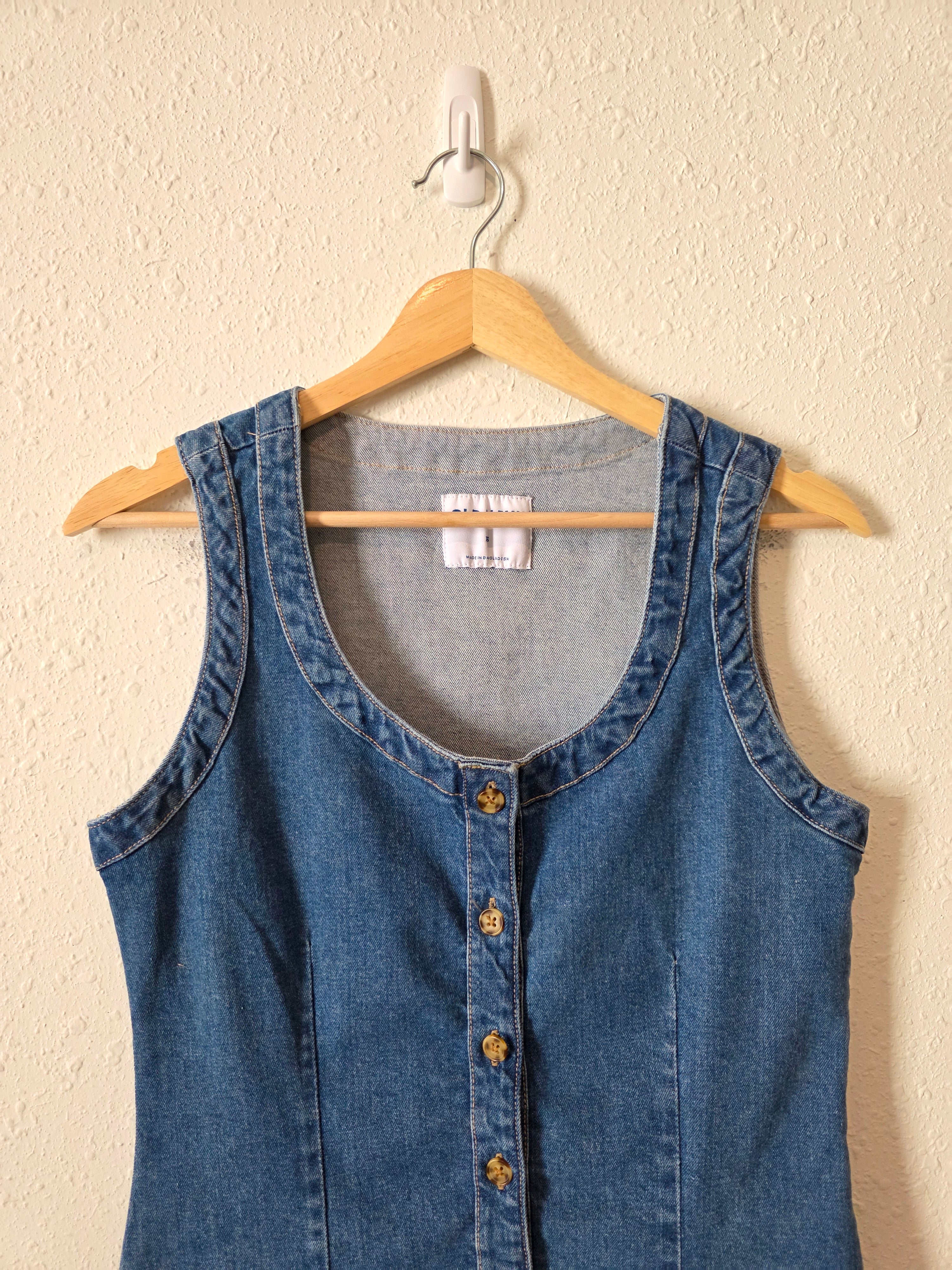 Button Front Denim Vest (XS)
