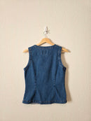 Button Front Denim Vest (XS)