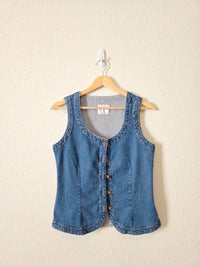 Button Front Denim Vest (XS)