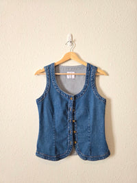Button Front Denim Vest (XS)