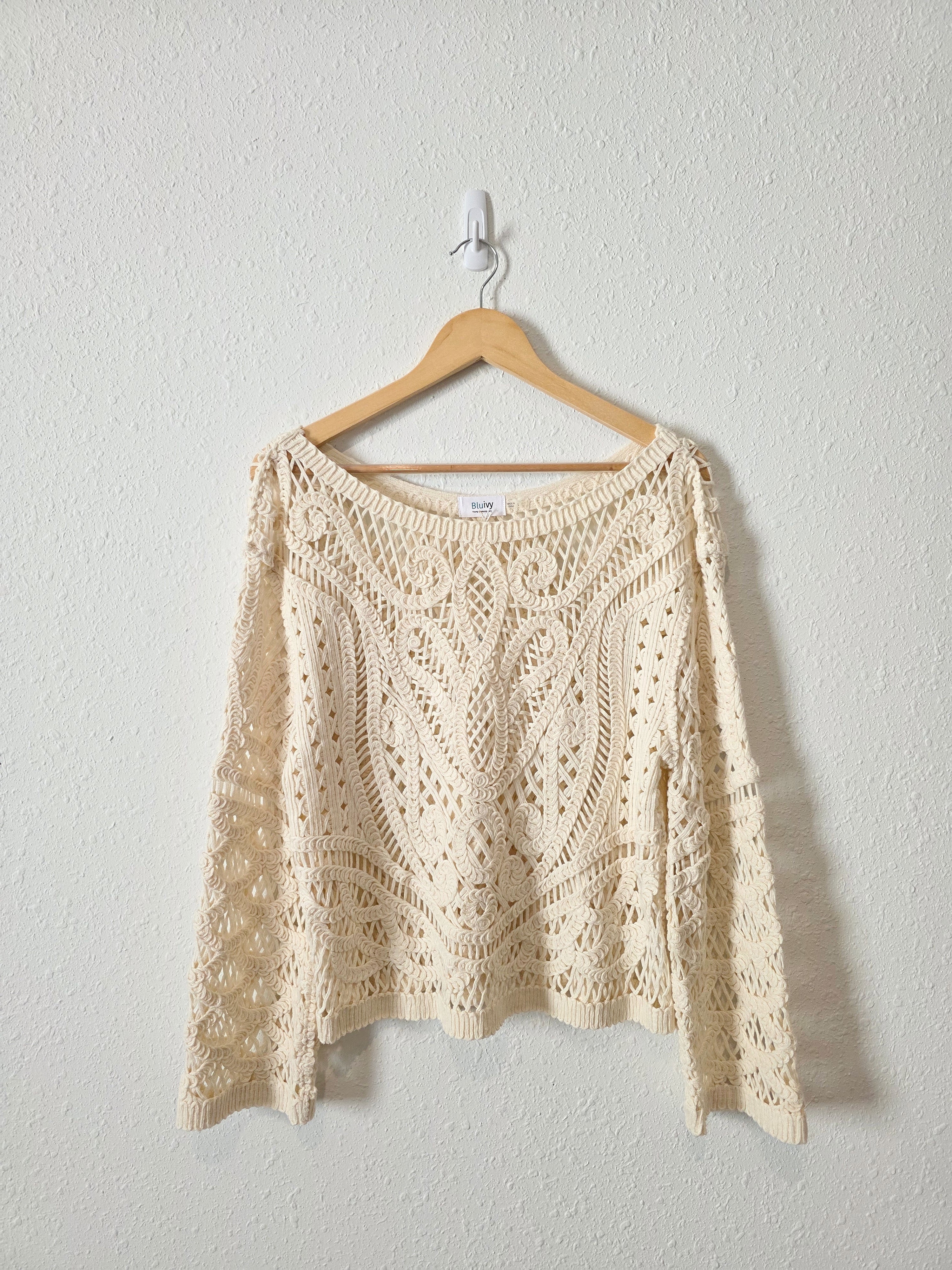 NEW Crochet Knit Cotton Top (L)