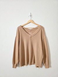 Aerie Ribbed V Neck Sweatshirt (XS)