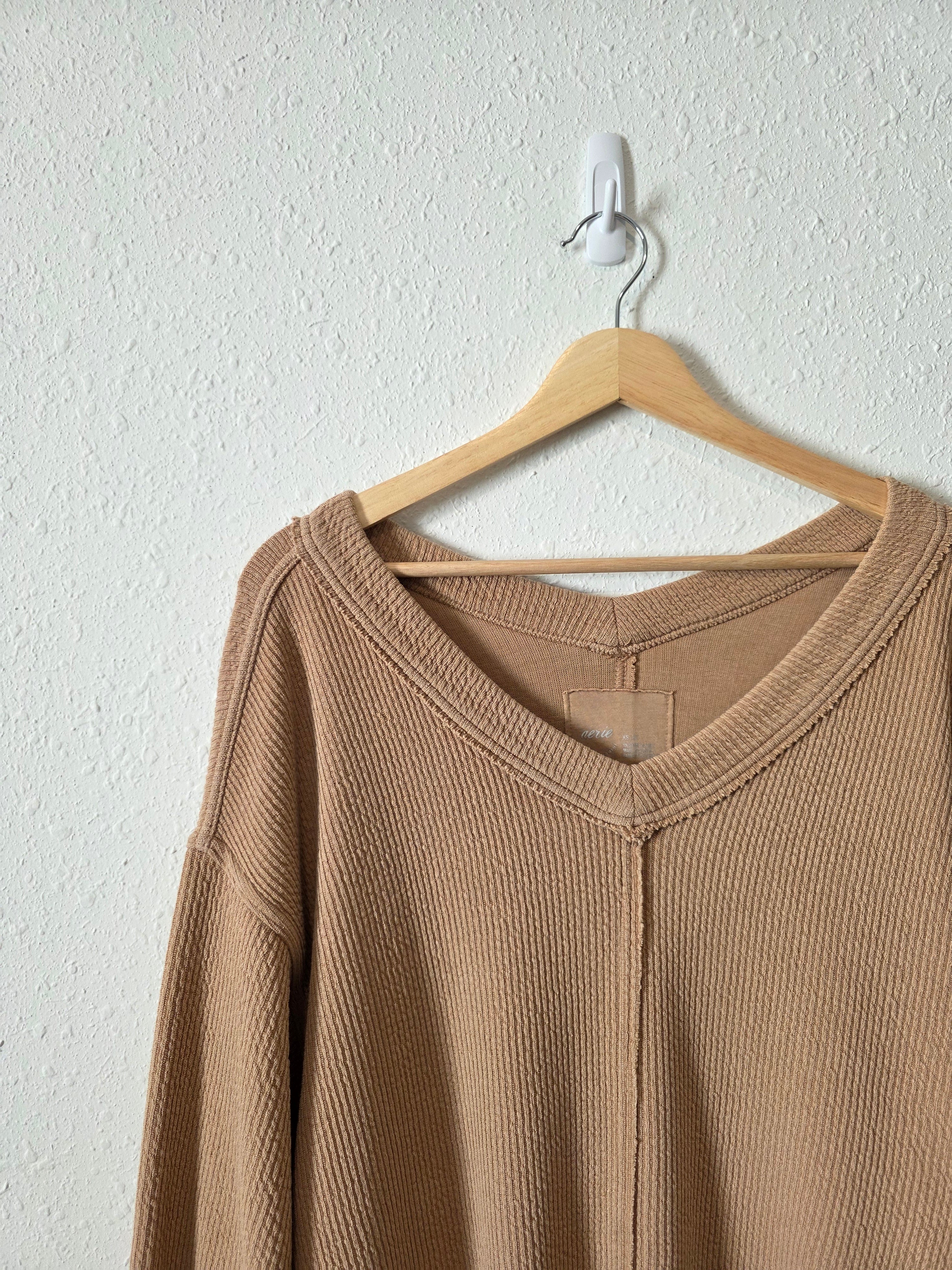 Aerie Ribbed V Neck Sweatshirt (XS)