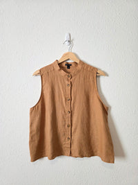 Button Front Linen Tank (L)