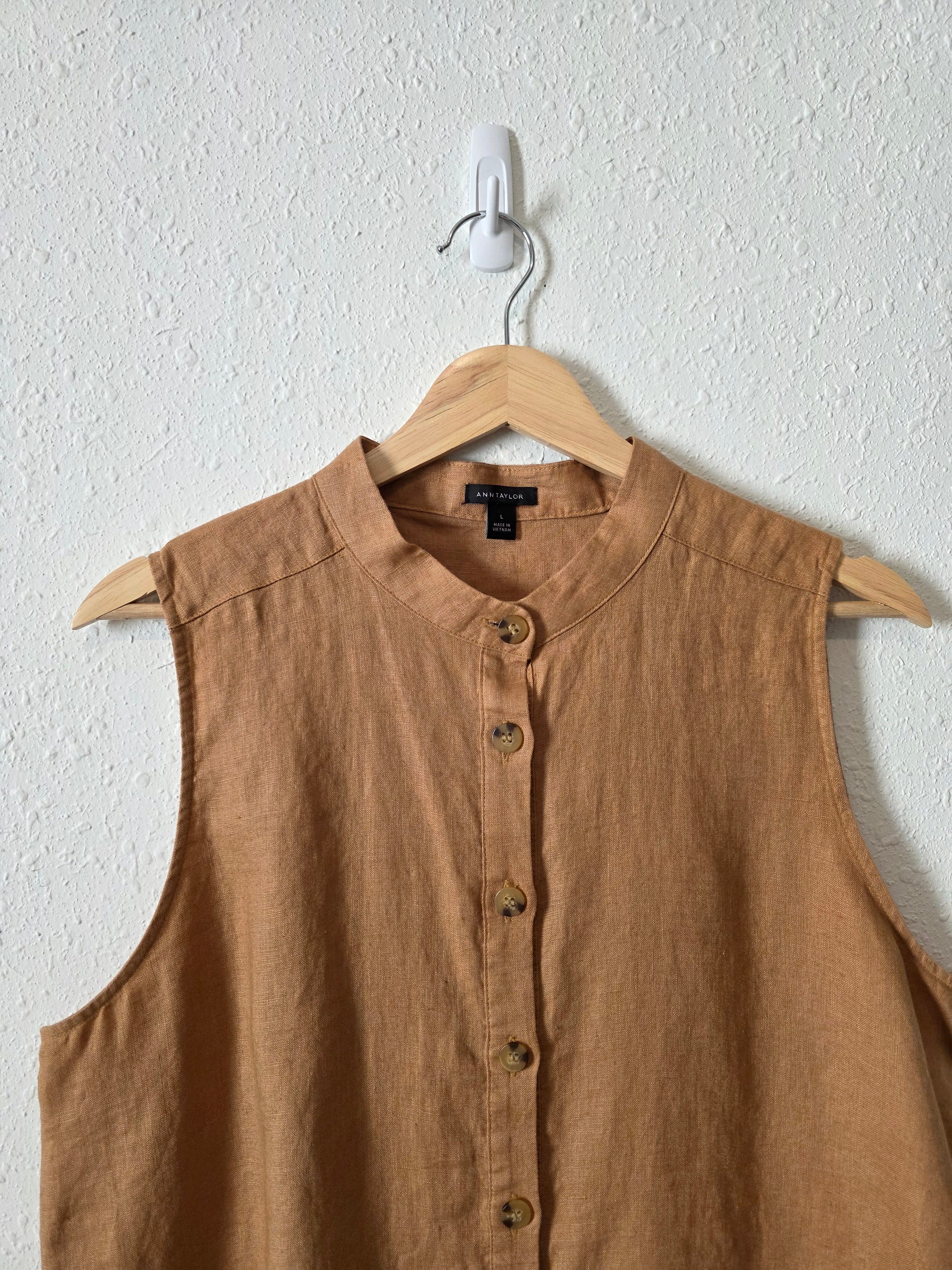 Button Front Linen Tank (L)