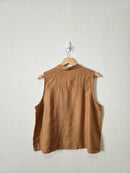 Button Front Linen Tank (L)