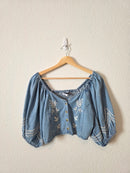 Zara Denim Embroidered Top (M)