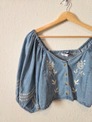 Zara Denim Embroidered Top (M)