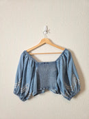 Zara Denim Embroidered Top (M)