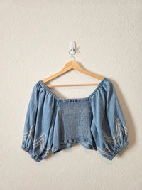 Zara Denim Embroidered Top (M)