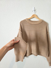 Zenana Neutral Cotton Blend Sweater (M)