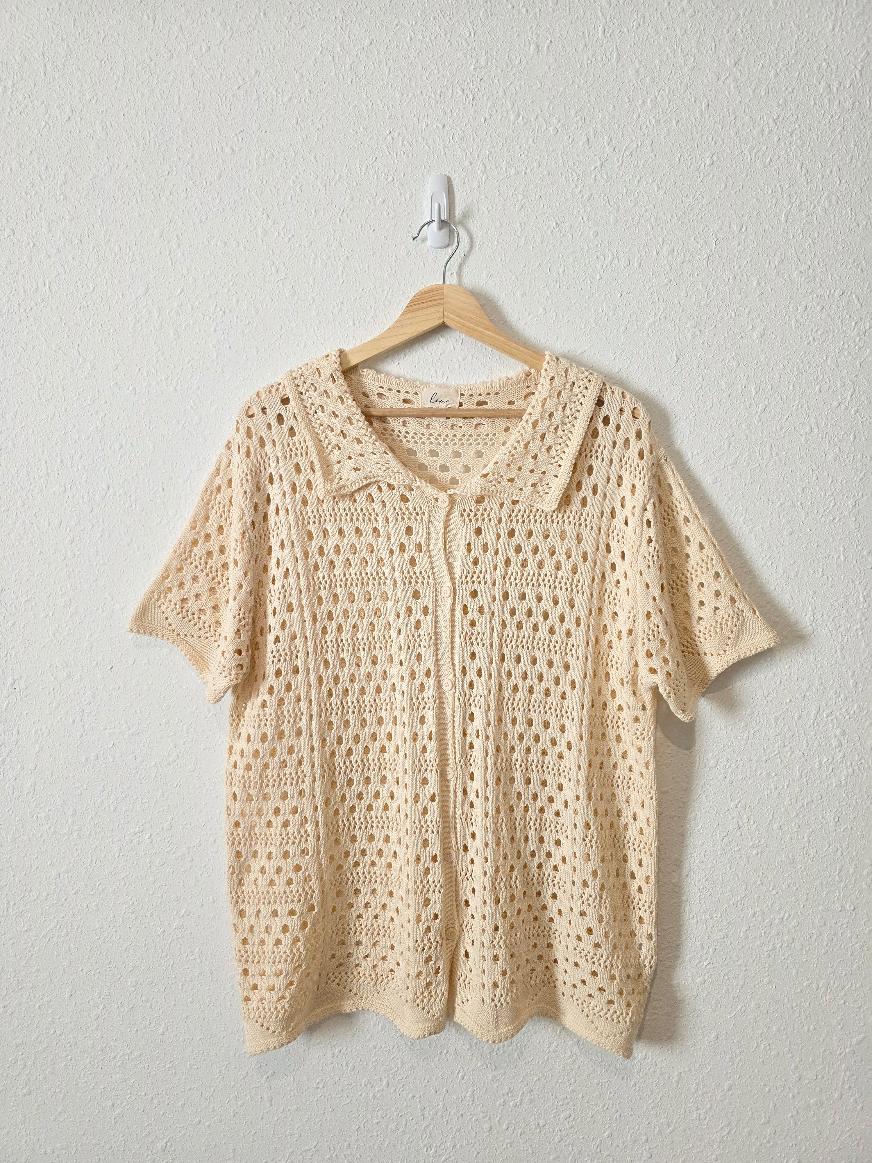 Lena Cream Oversized Knit Top (L)
