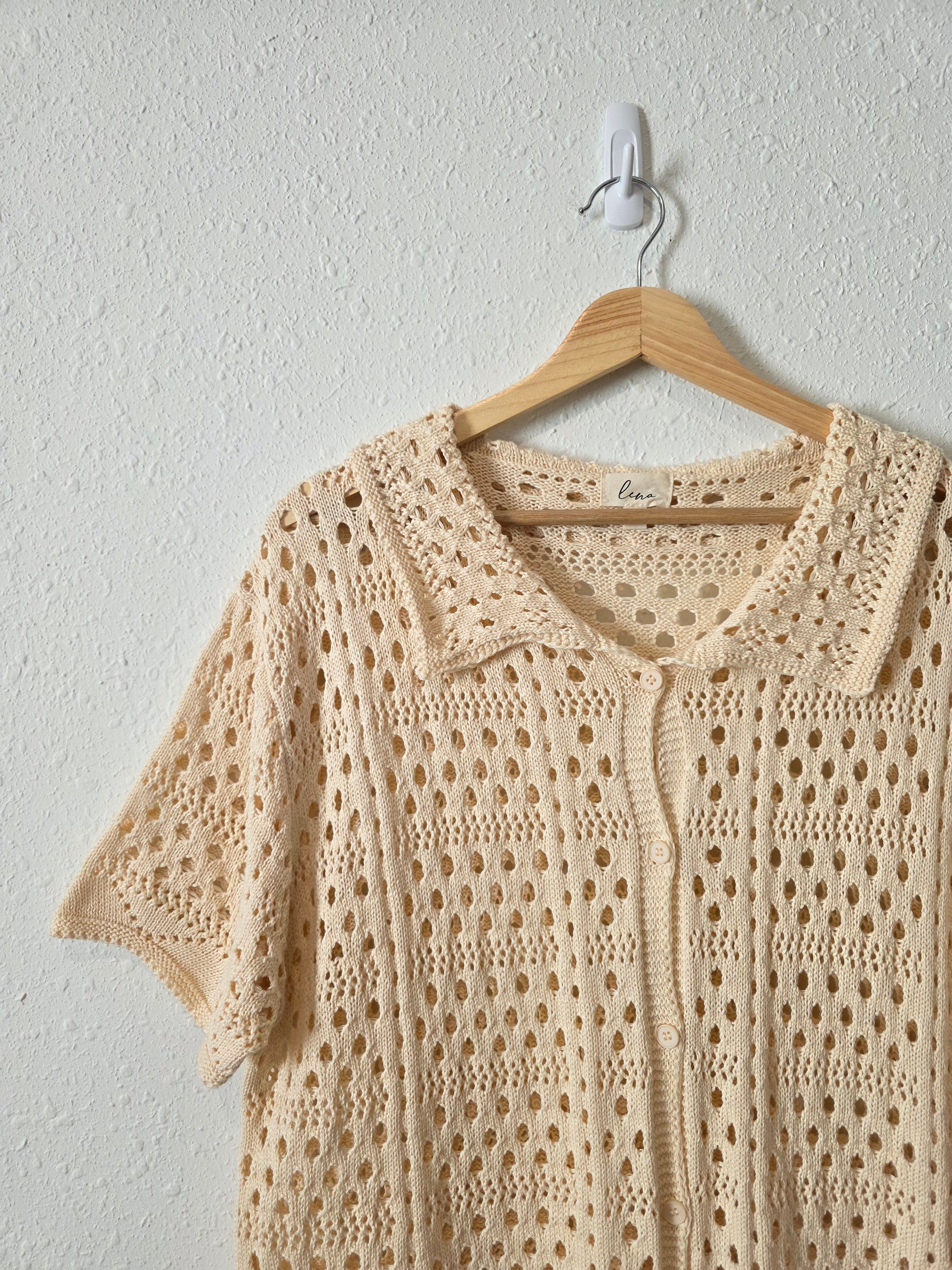 Lena Cream Oversized Knit Top (L)