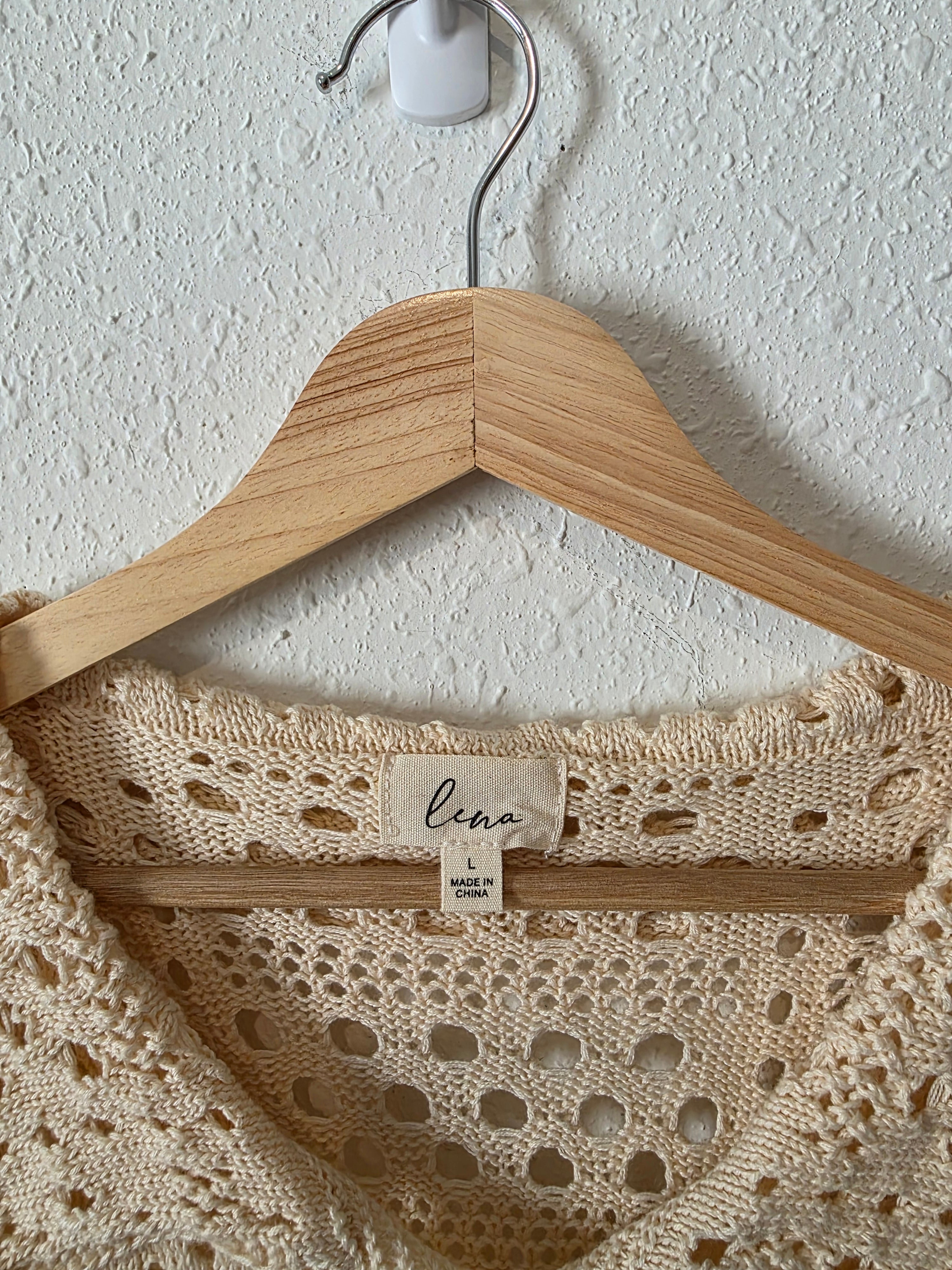 Lena Cream Oversized Knit Top (L)
