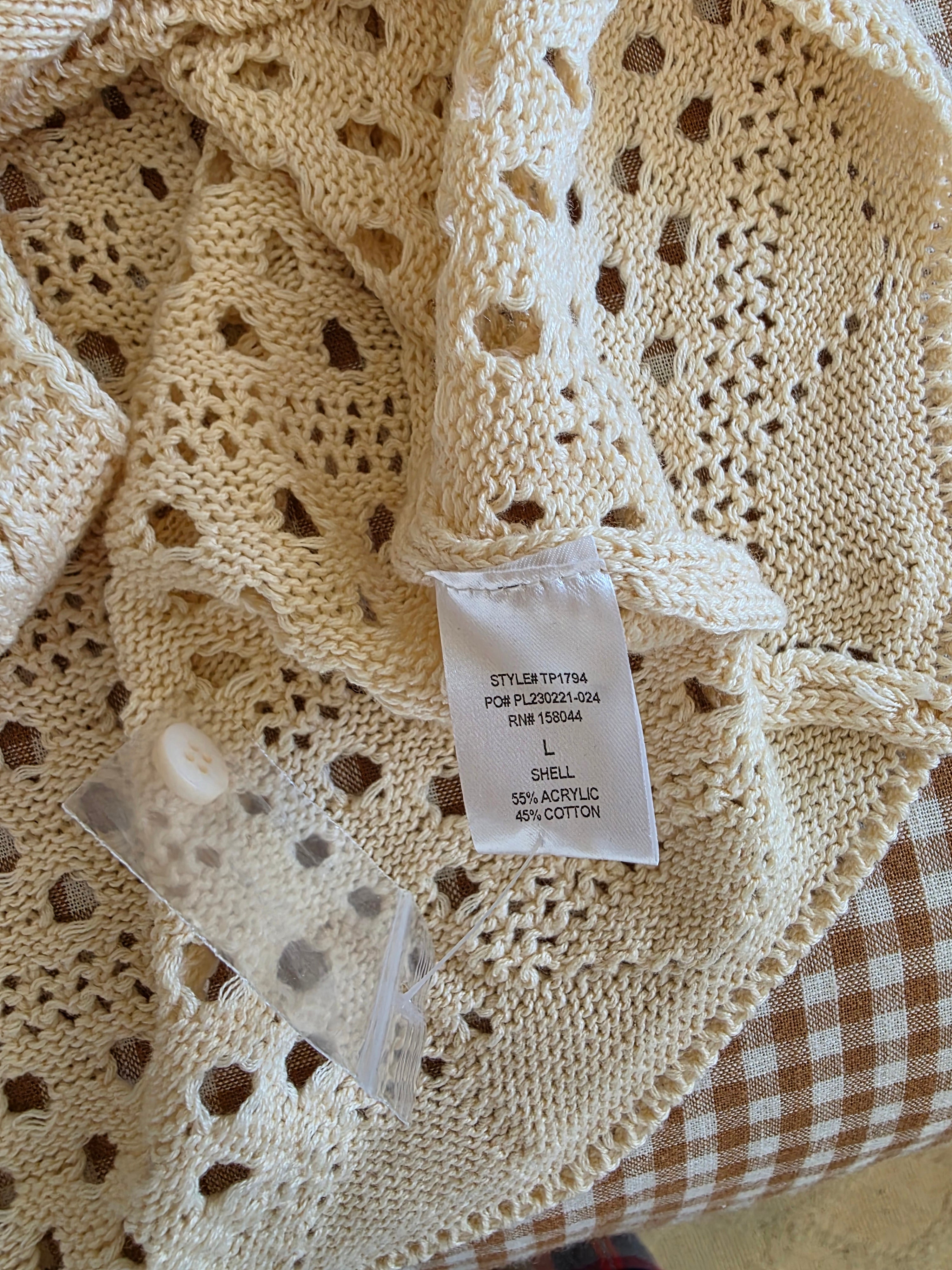 Lena Cream Oversized Knit Top (L)
