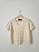 Vintage Cream Crochet Knit Top (M)