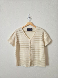 Vintage Cream Crochet Knit Top (M)