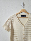 Vintage Cream Crochet Knit Top (M)