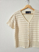 Vintage Cream Crochet Knit Top (M)