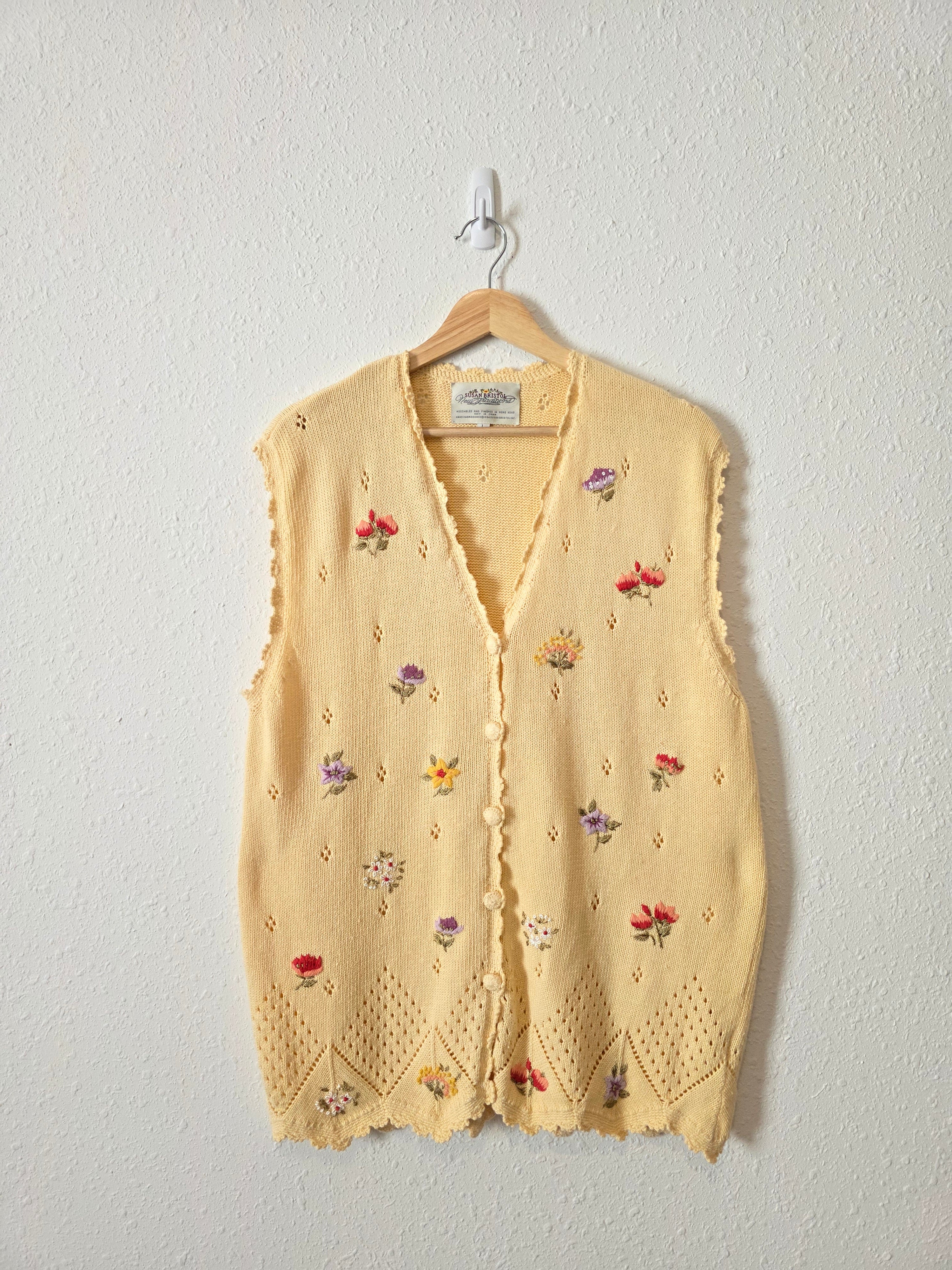 Vintage Floral Embroidered Vest (L)