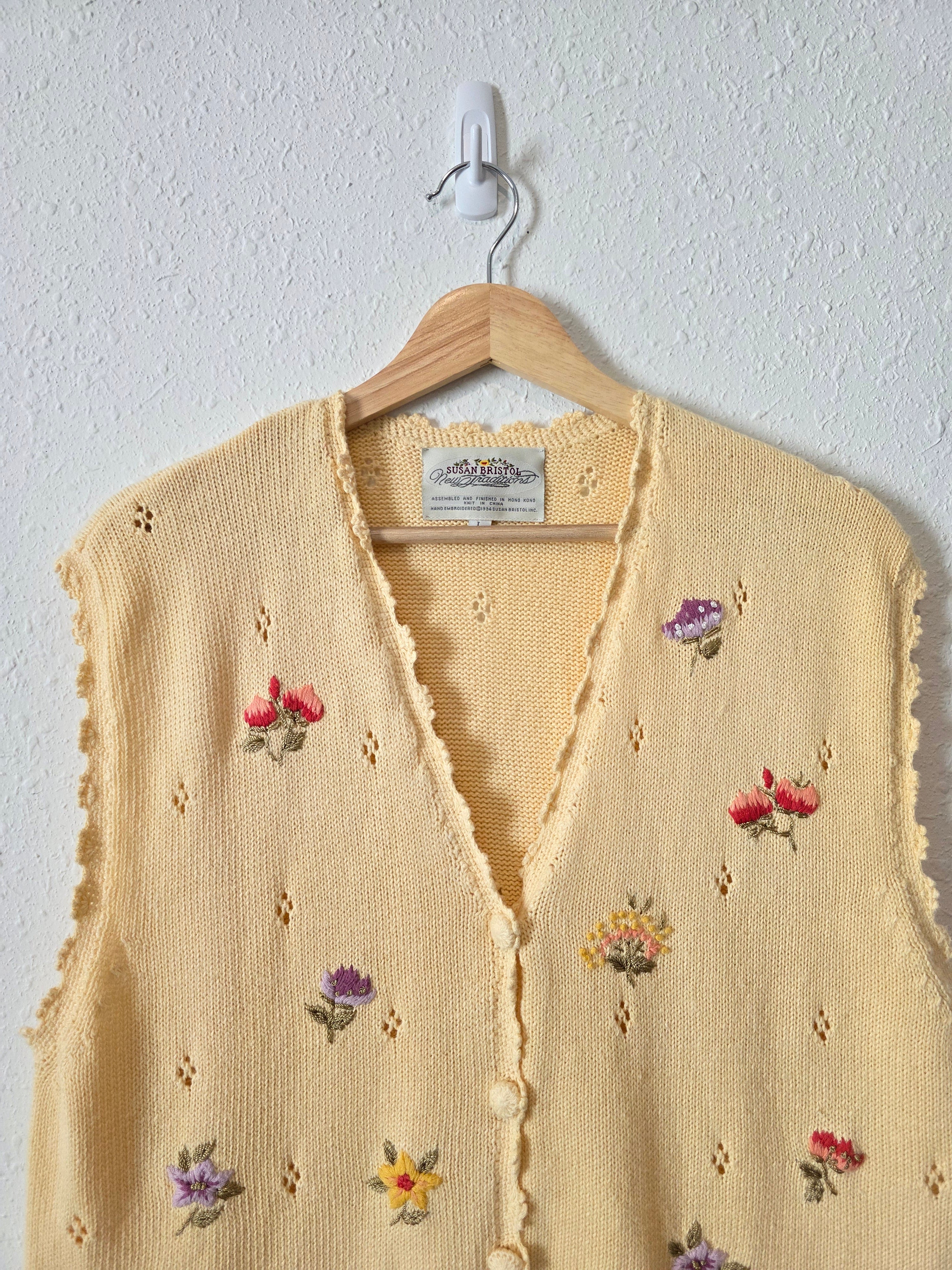 Vintage Floral Embroidered Vest (L)