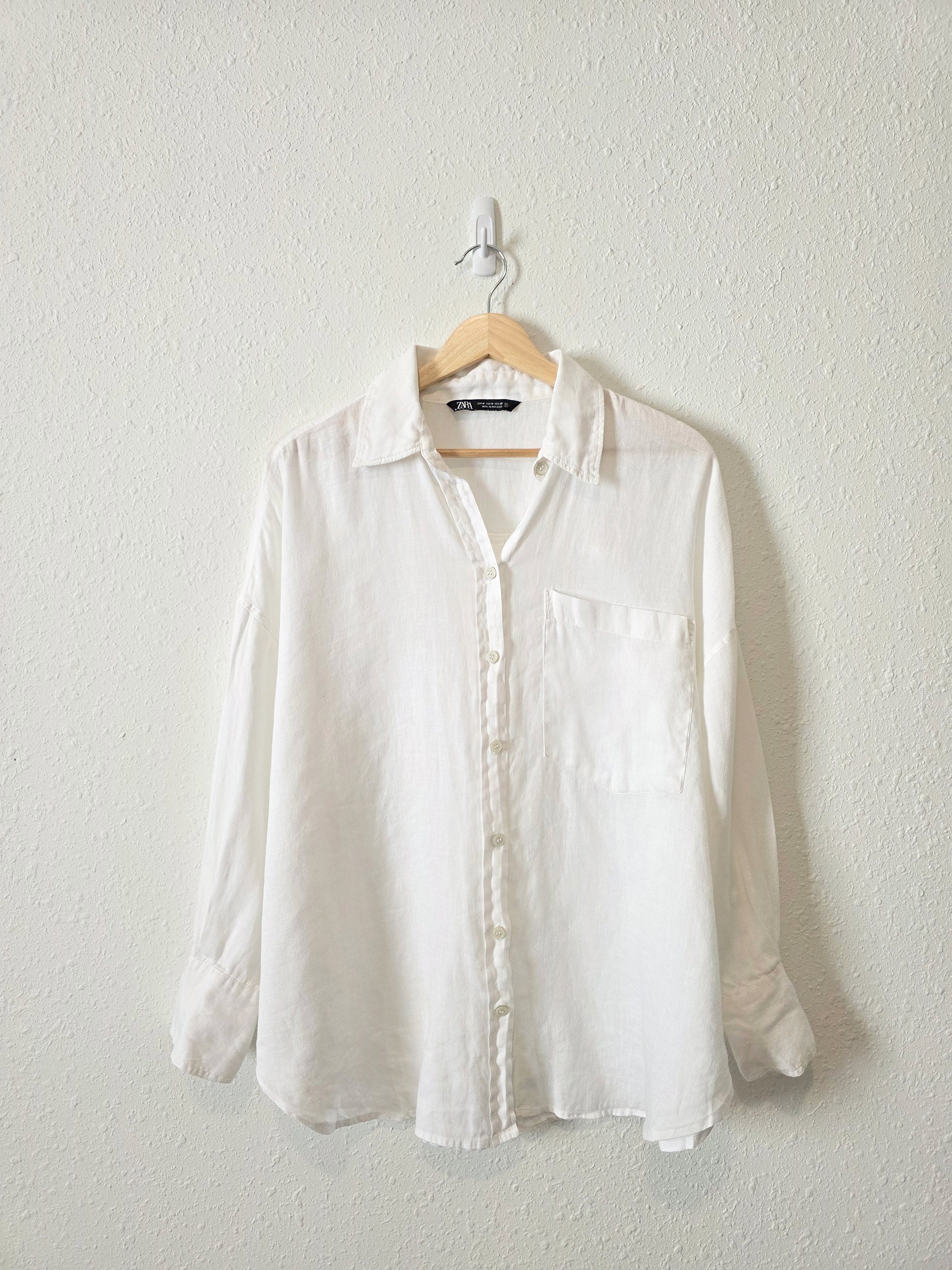 Zara Oversized Linen Button Up (M)