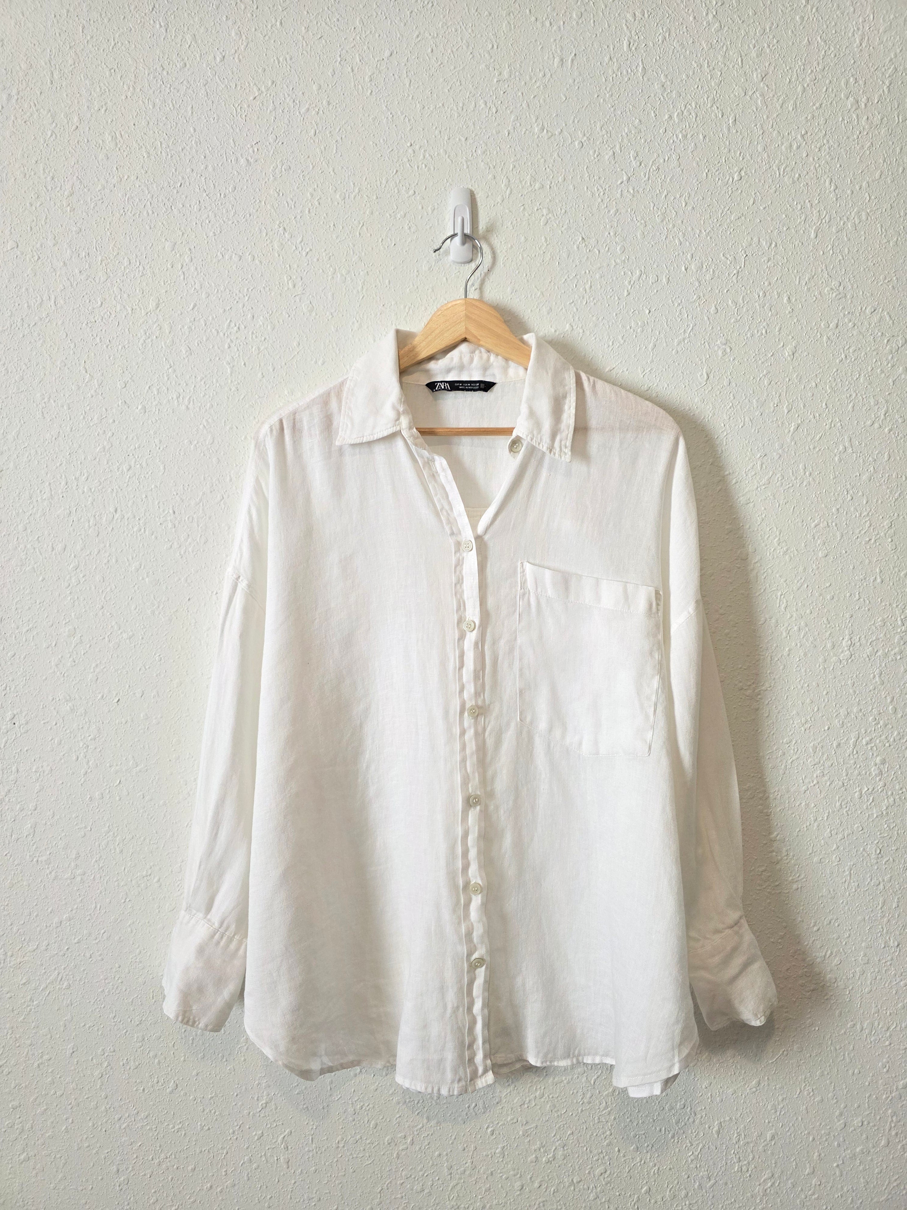 Zara Oversized Linen Button Up (M)