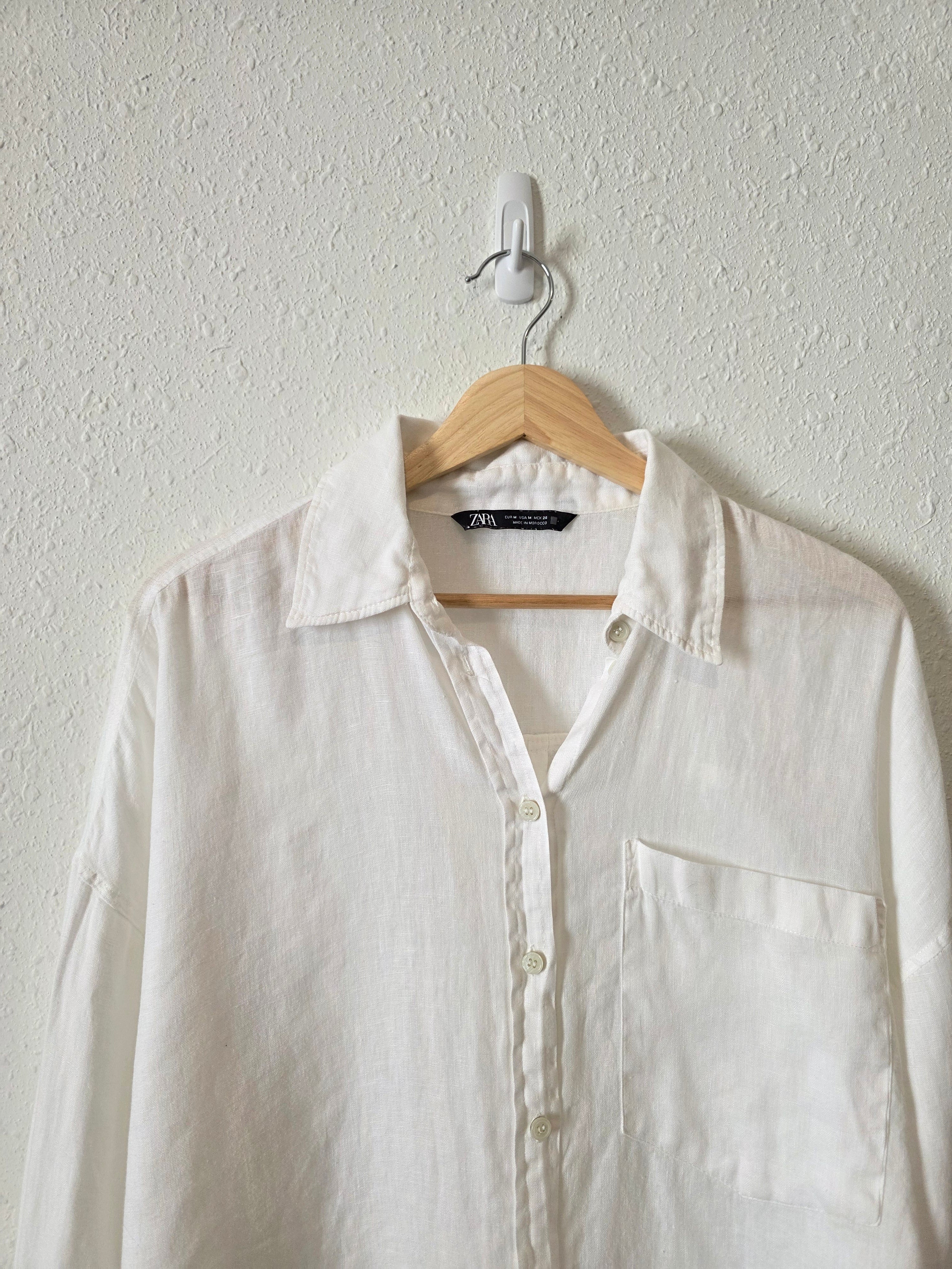 Zara Oversized Linen Button Up (M)
