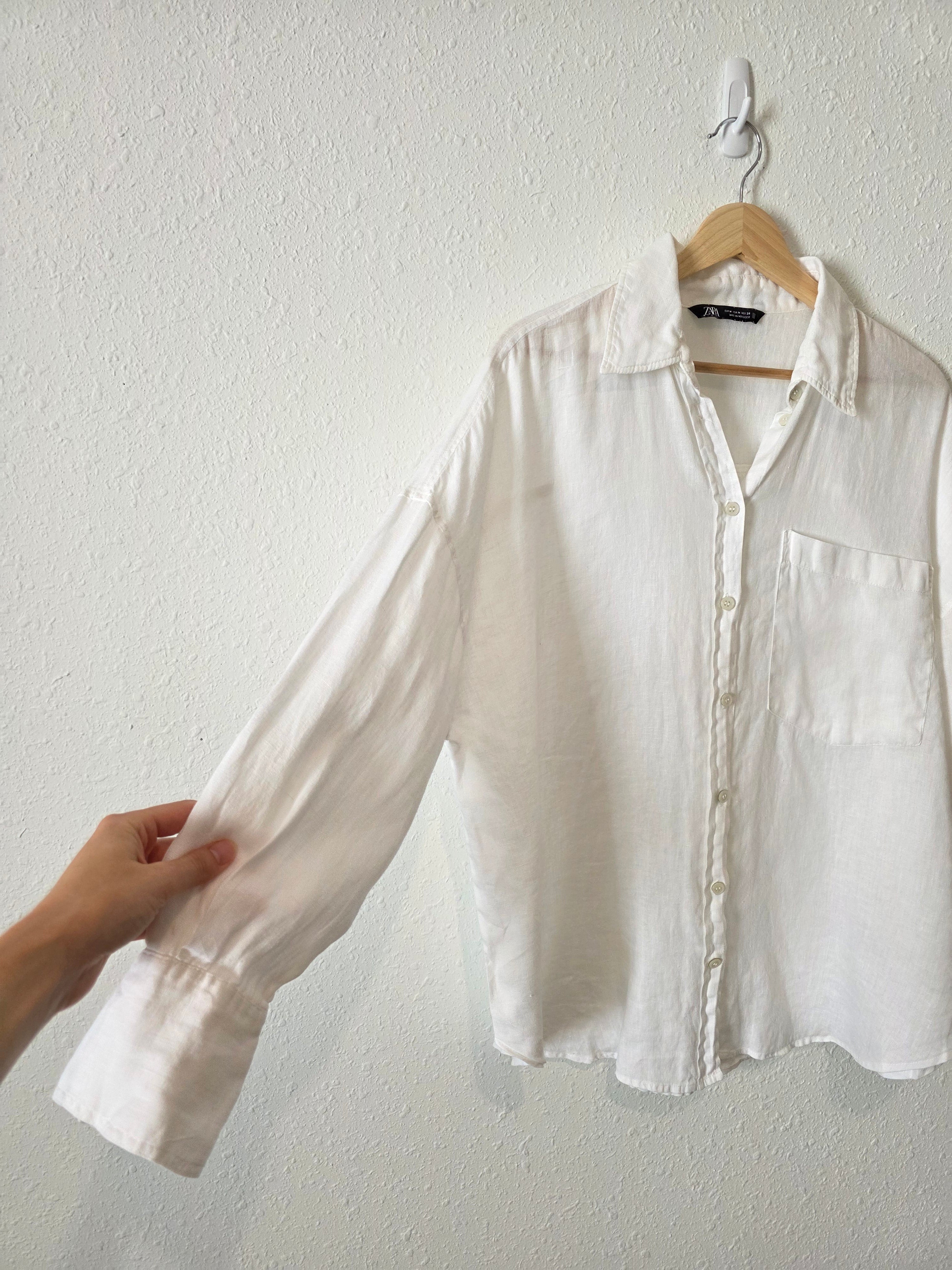 Zara Oversized Linen Button Up (M)