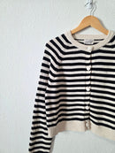 Striped Button Front Cotton Cardigan (M)
