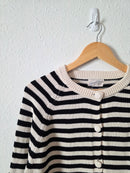 Striped Button Front Cotton Cardigan (M)