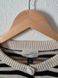 Striped Button Front Cotton Cardigan (M)