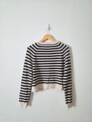 Striped Button Front Cotton Cardigan (M)
