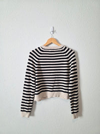 Striped Button Front Cotton Cardigan (M)