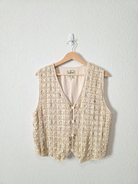 Vintage Textured Button Up Vest (L)