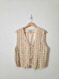 Vintage Textured Button Up Vest (L)
